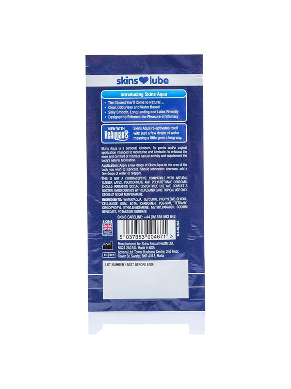 Skin Two UK Skins Aqua Water Based Lubricant - 5ml Foil Lubes & Oils