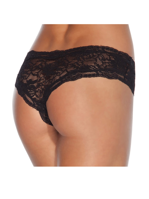 Skin Two UK Black Lace Crotchless Panty Knickers