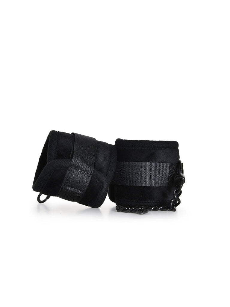 Skin Two UK Black Velvet Handcuffs With Detachable Chain Cuffs