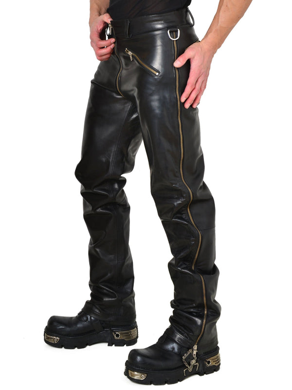 Leather Men's Tops  Slayer Men's Corset Vest, Feel restricted in  gorgeously supple calfskin leather in this boned leather men's corset top.  This top has two adjustable shoulder straps and laces down