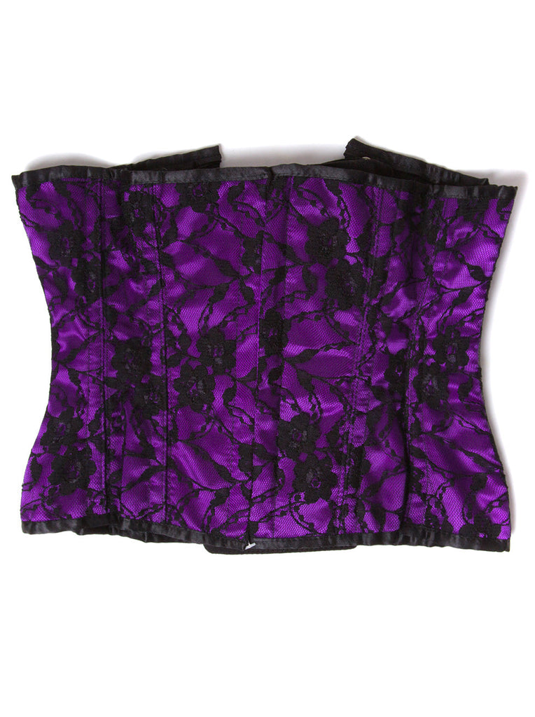 Skin Two UK Floral Underbust Corset Purple 24 Inch Corset