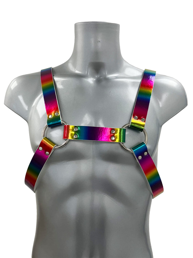Bold Buckled Chest Harness - Rainbow