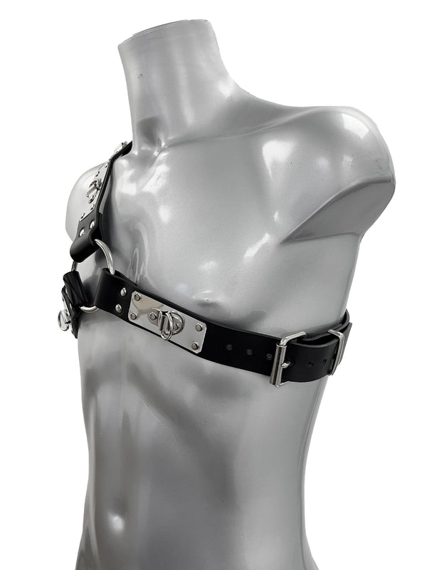 Asymmetrical Metal Plated Chest Harness