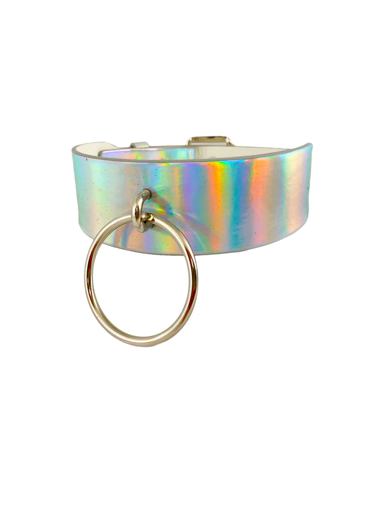 Wide Collar With 2 Inch O Ring - Rainbow