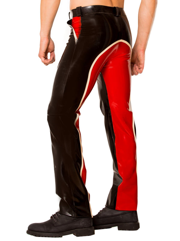 Skin Two UK Latex Black Red & White Contrast Jeans Trousers