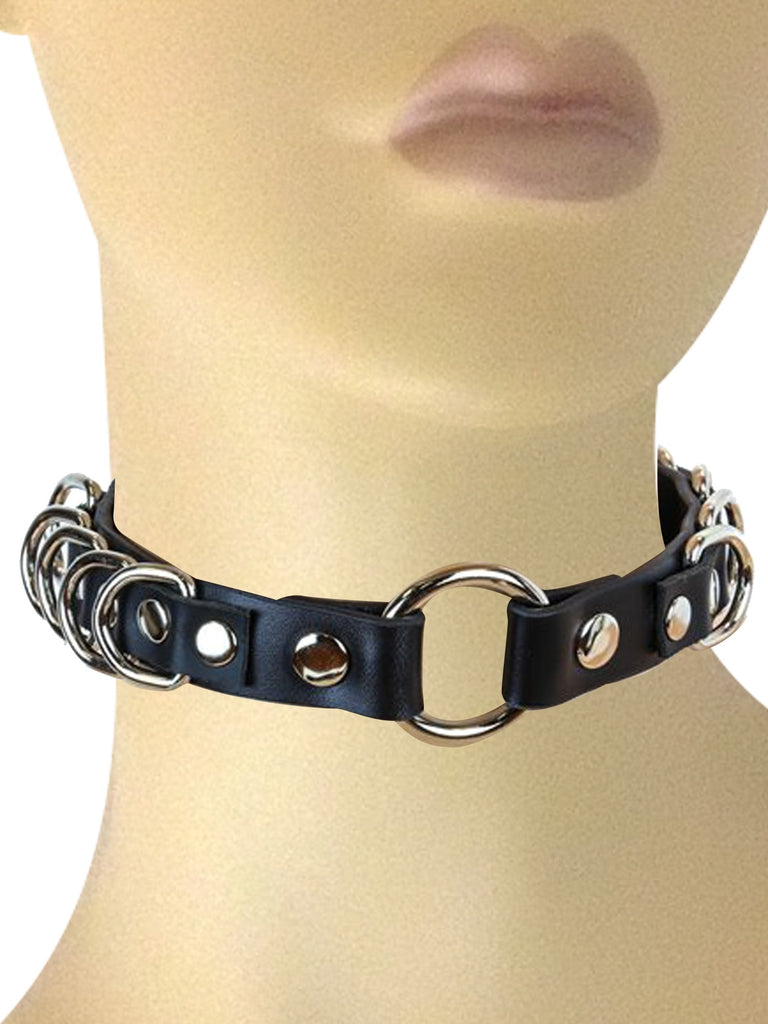 Skin Two UK Leather Collar with D-Rings Collar