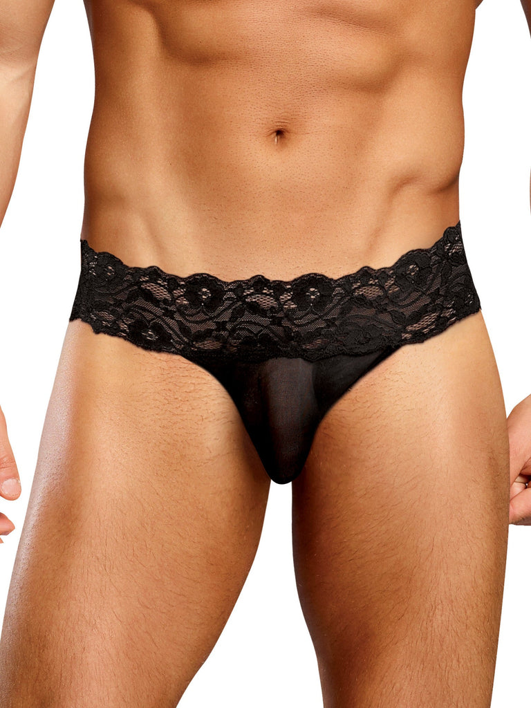 Skin Two UK Micro Lace Thong Black Briefs