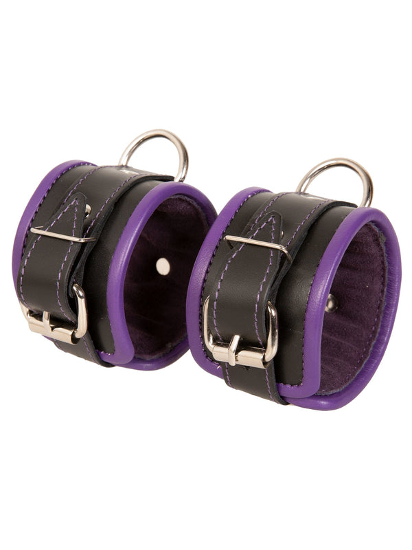 Skin Two UK Purple Trim Leather Wrist Cuffs Cuffs