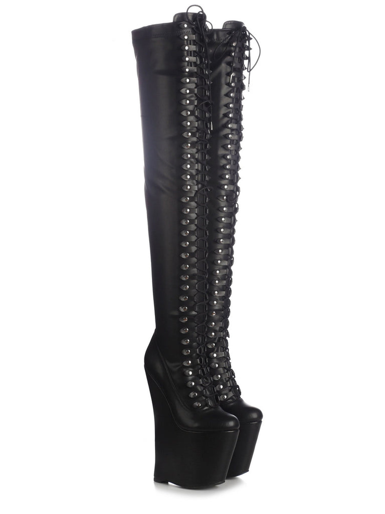 Skin Two UK Spire Lace-Up Platform Thigh High Boots UK 9 Shoes