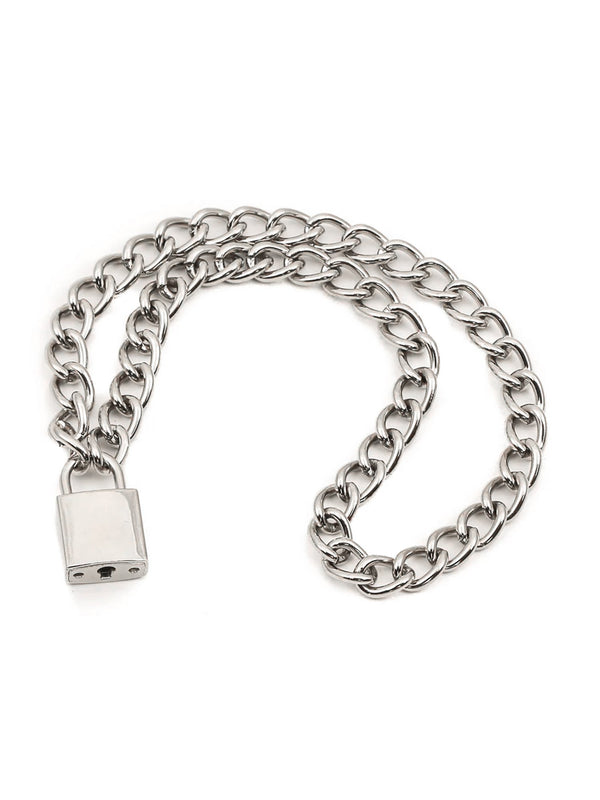 Lockable Chain Collar With Square Padlock