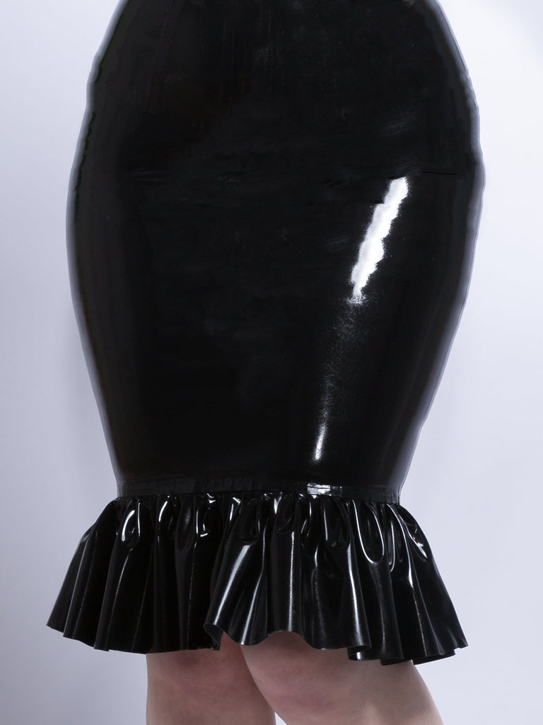 Skin Two UK Latex Pencil Skirt with Frills Skirt