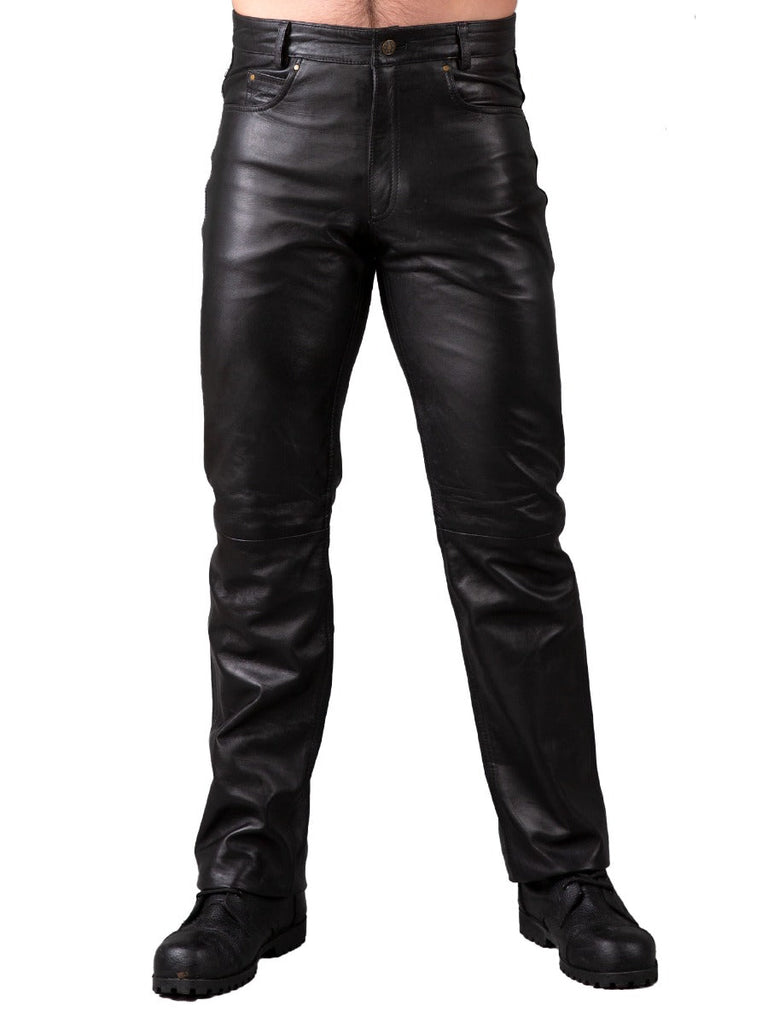 Skin Two UK Regular Fit Leather Jeans Trousers